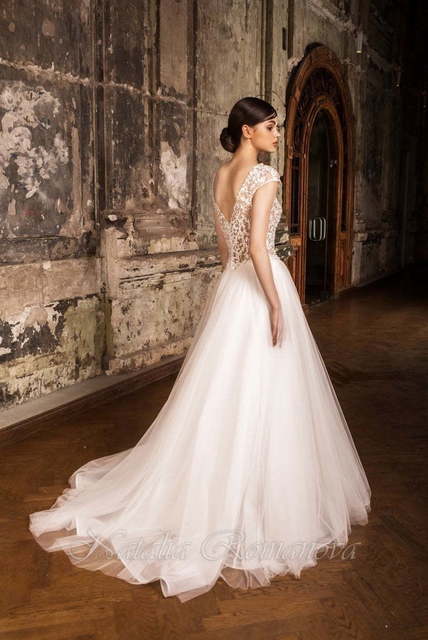 Свадебное платье Мауд. Силуэт Пышное, А-силуэт. Цвет Белый / Молочный, оттенки Розового. Вид 2