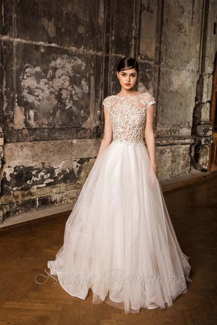 Свадебное платье Мауд. Силуэт Пышное, А-силуэт. Цвет Белый / Молочный, оттенки Розового. Вид 4