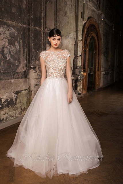 Свадебное платье Мауд. Силуэт Пышное, А-силуэт. Цвет Белый / Молочный, оттенки Розового. Вид 5