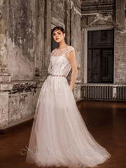 Свадебное платье Юниа. Силуэт А-силуэт, Прямое. Цвет Белый / Молочный. Вид 1