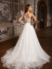 Свадебное платье Алина. Силуэт А-силуэт. Цвет Белый / Молочный. Вид 2