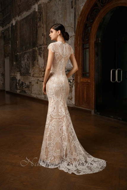 Свадебное платье Девика. Силуэт Пышное, А-силуэт. Цвет Айвори / Капучино. Вид 2