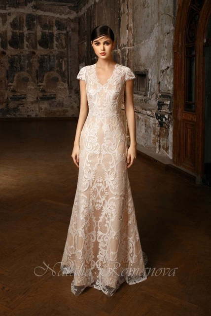 Свадебное платье Девика. Силуэт Пышное, А-силуэт. Цвет Айвори / Капучино. Вид 4