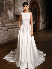 Свадебное платье Мия. Силуэт А-силуэт, Прямое. Цвет Белый / Молочный. Вид 1