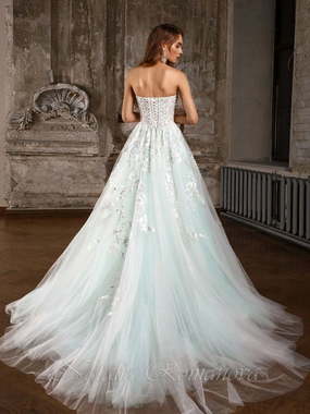 Свадебное платье Инара. Силуэт Пышное, А-силуэт. Цвет Пепельный / Металлик, Голубой / Синий, Тиффани. Вид 2