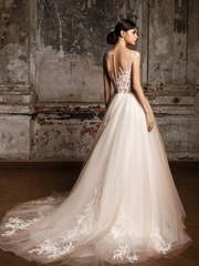 Свадебное платье Эстель. Силуэт Пышное, А-силуэт. Цвет Айвори / Капучино, Персик / Оранжевый. Вид 2