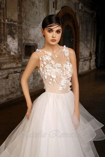 Свадебное платье Фэнтези. Силуэт Пышное, А-силуэт. Цвет Белый / Молочный. Вид 4