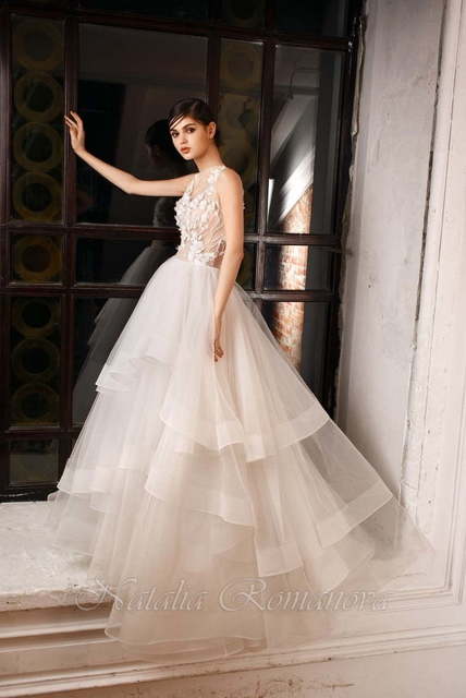 Свадебное платье Фэнтези. Силуэт Пышное, А-силуэт. Цвет Белый / Молочный. Вид 5