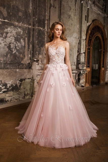 Свадебное платье Рашель. Силуэт Пышное, А-силуэт. Цвет оттенки Розового. Вид 3