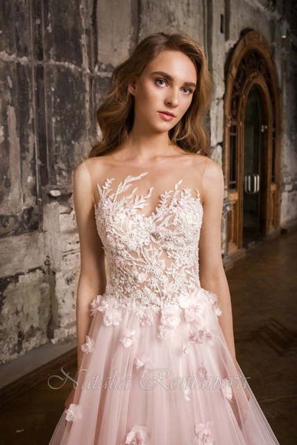 Свадебное платье Рашель. Силуэт Пышное, А-силуэт. Цвет оттенки Розового. Вид 4