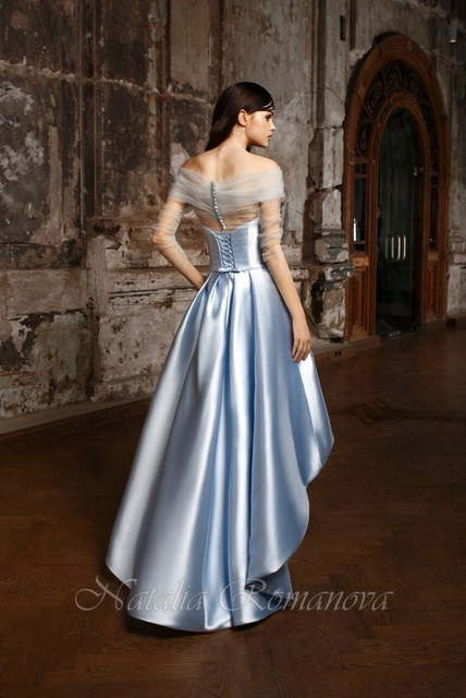 Свадебное платье Эмилия. Силуэт Пышное, А-силуэт. Цвет Голубой / Синий. Вид 2