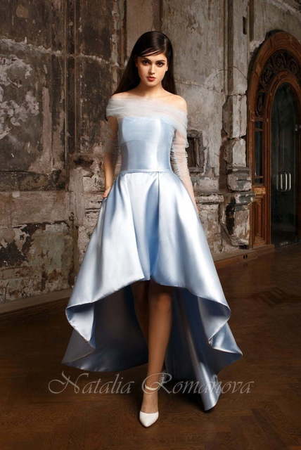 Свадебное платье Эмилия. Силуэт Пышное, А-силуэт. Цвет Голубой / Синий. Вид 3