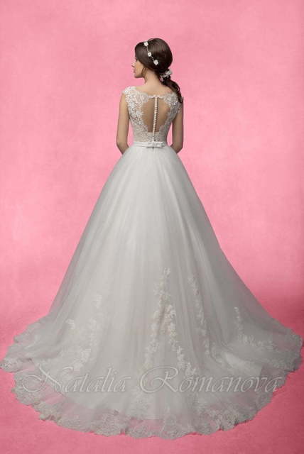 Свадебное платье Фонтени. Силуэт Пышное, А-силуэт. Цвет Белый / Молочный. Вид 2