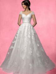 Свадебное платье Бистьера. Силуэт Пышное, А-силуэт. Цвет Белый / Молочный. Вид 1