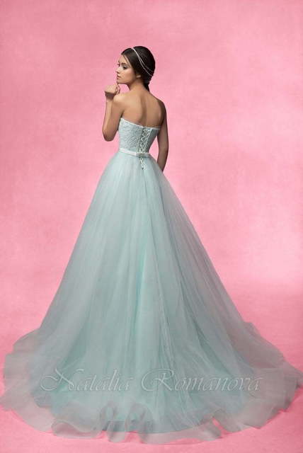 Свадебное платье Бриз. Силуэт Пышное, А-силуэт. Цвет Тиффани, Голубой / Синий. Вид 2