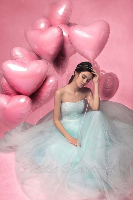 Свадебное платье Бриз. Силуэт Пышное, А-силуэт. Цвет Тиффани, Голубой / Синий. Вид 3