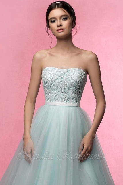 Свадебное платье Бриз. Силуэт Пышное, А-силуэт. Цвет Тиффани, Голубой / Синий. Вид 4