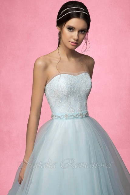 Свадебное платье Гдэдис. Силуэт Пышное, А-силуэт. Цвет Тиффани, Голубой / Синий. Вид 2