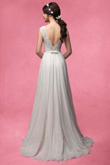 Свадебное платье Кира 2. Силуэт А-силуэт, Прямое. Цвет Белый / Молочный. Вид 2