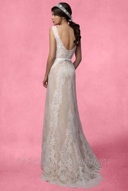 Свадебное платье Маргарет. Силуэт А-силуэт. Цвет Айвори / Капучино, Белый / Молочный. Вид 2