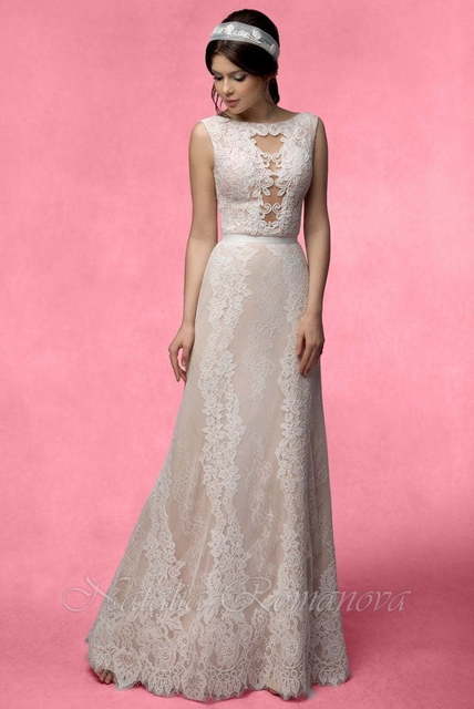 Свадебное платье Маргарет. Силуэт А-силуэт. Цвет Айвори / Капучино, Белый / Молочный. Вид 4