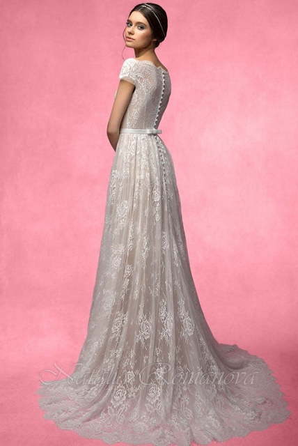 Свадебное платье Пейдж. Силуэт А-силуэт, Прямое. Цвет Айвори / Капучино, Белый / Молочный. Вид 2