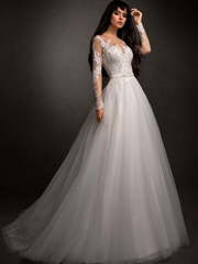 Свадебное платье Кемерон. Силуэт Пышное, А-силуэт. Цвет Белый / Молочный. Вид 1