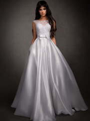 Свадебное платье Роксана. Силуэт А-силуэт. Цвет Белый / Молочный, Пепельный / Металлик. Вид 1