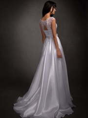 Свадебное платье Роксана. Силуэт А-силуэт. Цвет Белый / Молочный, Пепельный / Металлик. Вид 2