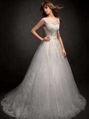 Свадебное платье Сансет. Силуэт Пышное, А-силуэт. Цвет Белый / Молочный, Айвори / Капучино. Вид 1