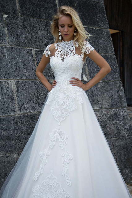 Свадебное платье Anetta. Силуэт Пышное, А-силуэт. Цвет Белый / Молочный. Вид 3