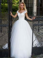 Свадебное платье Ophelia. Силуэт Пышное, А-силуэт. Цвет Белый / Молочный. Вид 1