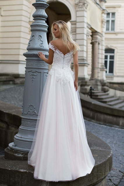 Свадебное платье Dolce. Силуэт Пышное, А-силуэт. Цвет Белый / Молочный, оттенки Розового. Вид 2