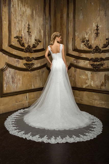 Свадебное платье Bridia. Силуэт А-силуэт, Прямое. Цвет Белый / Молочный. Вид 2