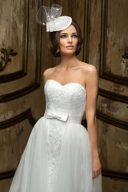 Свадебное платье Bartolomea. Силуэт А-силуэт, Прямое. Цвет Белый / Молочный. Вид 2