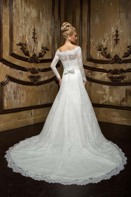 Свадебное платье Bastiana. Силуэт А-силуэт. Цвет Белый / Молочный. Вид 2