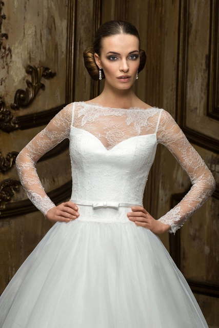 Свадебное платье Brigitta. Силуэт Пышное, А-силуэт. Цвет Белый / Молочный. Вид 2