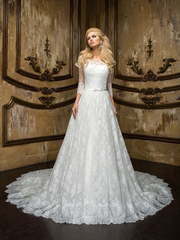 Свадебное платье Bruna. Силуэт А-силуэт. Цвет Белый / Молочный. Вид 1