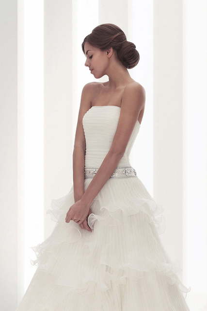 Свадебное платье Angela. Силуэт А-силуэт. Цвет Белый / Молочный. Вид 3