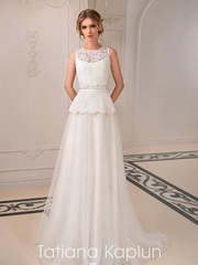 Свадебное платье Eva. Силуэт А-силуэт, Прямое. Цвет Белый / Молочный. Вид 1