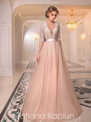 Свадебное платье Ivory. Силуэт Пышное, А-силуэт. Цвет Айвори / Капучино, Персик / Оранжевый, оттенки Розового. Вид 1