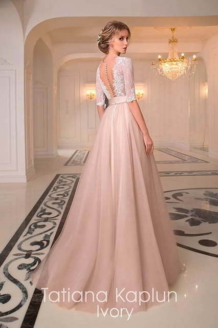 Свадебное платье Ivory. Силуэт Пышное, А-силуэт. Цвет Айвори / Капучино, Персик / Оранжевый, оттенки Розового. Вид 2