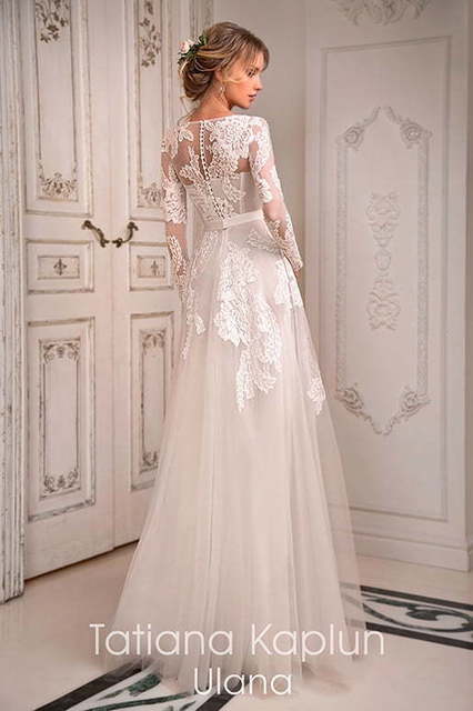 Свадебное платье Ulana. Силуэт А-силуэт. Цвет Белый / Молочный, оттенки Розового. Вид 2