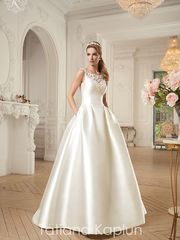 Свадебное платье Ingrit. Силуэт Пышное, А-силуэт. Цвет Белый / Молочный, Айвори / Капучино. Вид 1