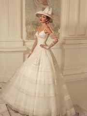 Свадебное платье Лоренза. Силуэт Пышное, А-силуэт. Цвет Белый / Молочный, Айвори / Капучино. Вид 1