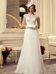 Свадебное платье Медея. Силуэт А-силуэт, Прямое. Цвет Белый / Молочный. Вид 1