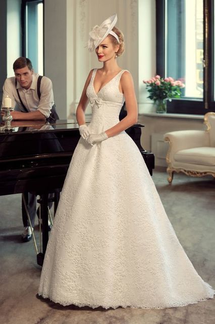 Свадебное платье Пальмира. Силуэт Пышное, А-силуэт. Цвет Белый / Молочный. Вид 1