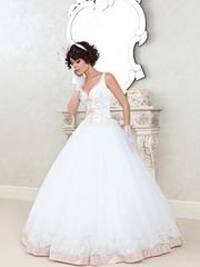 Свадебное платье Есения. Силуэт Пышное, А-силуэт. Цвет Белый / Молочный, оттенки Розового. Вид 1