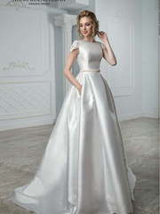 Свадебное платье Джемма. Силуэт А-силуэт. Цвет Белый / Молочный. Вид 1