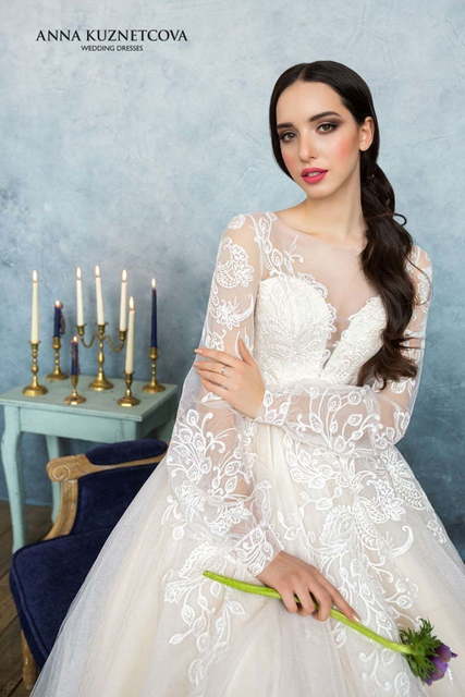 Свадебное платье Мелисса. Силуэт Пышное, А-силуэт. Цвет Айвори / Капучино, Белый / Молочный, Персик / Оранжевый. Вид 3